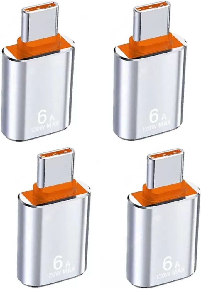 INF Type-C zu USB 3.1 OTG-Adapter 6A 4er-Pack, Aluminiumlegierung, Hochgeschwindigkeits-Datenübertragung & Schnellladen, Silber