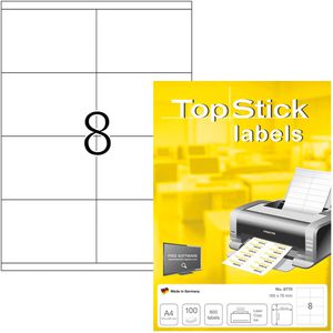 TopStick Universaletiketten labels, 8770, weiß, 105 x 70mm, 100 Blatt, 800 Stück