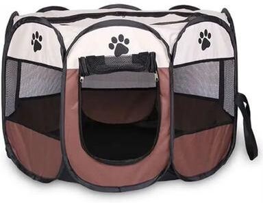 Inspired Finds Foldable Pet Playpen Portable Octagon Kennel For Dogs, Cats & Small Animals white Curry