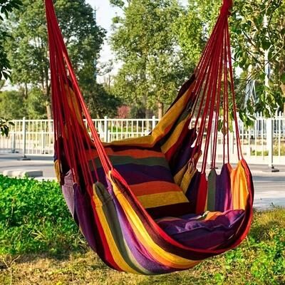 Modern Home Fixes Outdoor Hammock Chair Canvas Leisure Swing Hanging Chair Without Pillow And Cushion Indoor Outdoor Hammock For Patio red