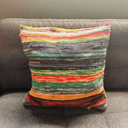 Rag Rug Cushion Covers - 40x40cm - Natural Greens