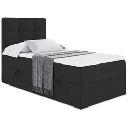 BOXBETT mit Matratze H4 und Lattenrost - MARCE - 90x200 - Links - H4 - Schwarz
