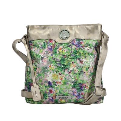 Umhängetasche RIEKER, Damen, Gr. B/H/T: 27cm x 30cm x 7cm, bunt (multi), Textil, bedruckt, Taschen Umhängetasche, Damen Schultertasche, Handtasche in Metallic-Optik