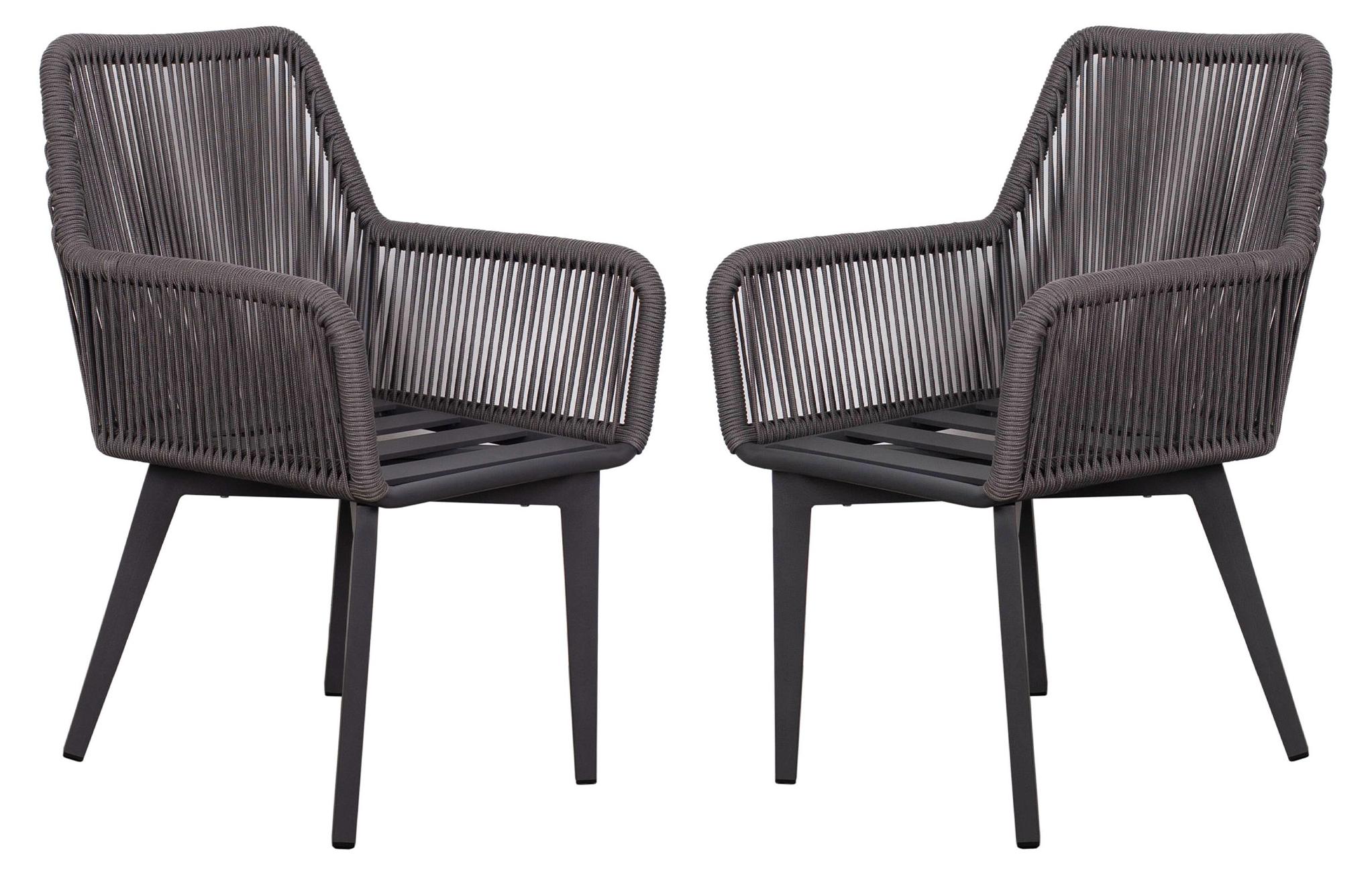 2er Set Diningsessel Marbella Rope - Aluminium Gestell grau