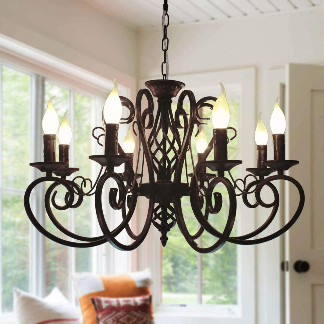 Blue Elephant Dirksen 8 - Light Dimmable Classic / Traditional Chandelier Black 39cm H X 68cm W X 68cm D