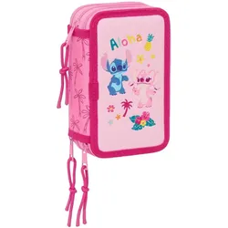 Lilo & Stitch, Etui, Dreifaches Federmäppchen Chill Rosa Minze 12,5 x 19,5 x 5,5 cm 37 Stücke
