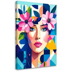 LEINWANDBILD Porträt einer Frau inspiriert vom Bauhaus 80x120cm