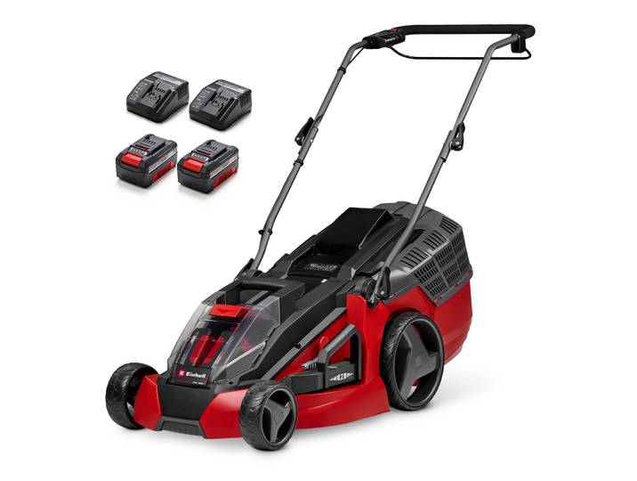 Akkurasenmäher EINHELL GE-CM 43 Li M Kit (2x4,0Ah) , rot, Rasenmäher, Akkurasenmäher, mit Mulchkeil, 2 Akkus 18V/4Ah und 2 Ladegeräten