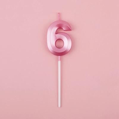 Uplift Essentials 3D Metallic Digital Birthday Candle pink No 6