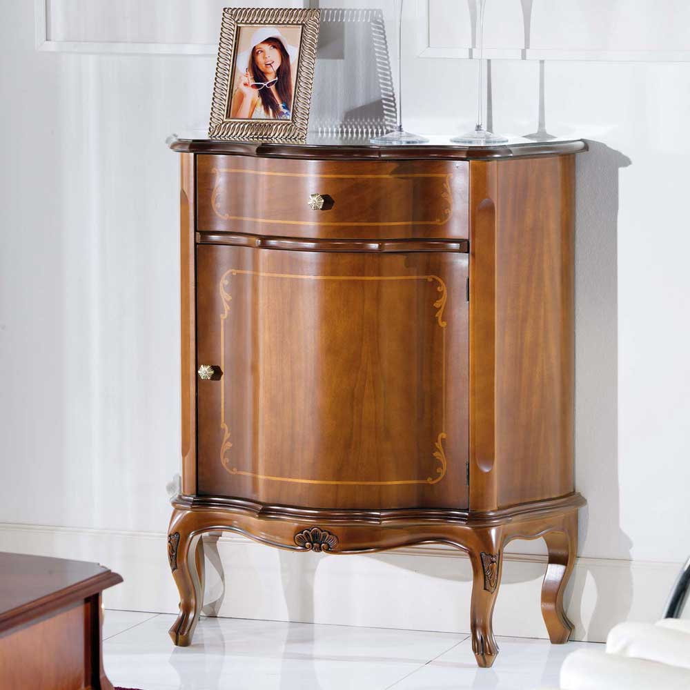 Pharao24.de Kommode Barock Style Nussbaum furniert und lackiert