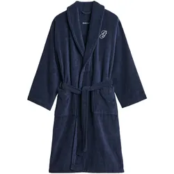 GANT Unisex Bademantel - EMBROIDERY ROBE, Schalkragen, gesticktes Logo, Baumwolle Dunkelblau / XL