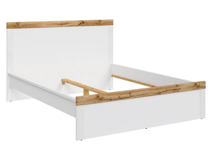 Feldmann-Wohnen Futonbett Holten (Ausführung ohne Bettschubladen, Hochglanz & Holz-Optik, 0-tlg., moderne Optik, Ausführung ohne Bettschubladen, Hochglanz & Holz-Optik), weiß Eiche Wotan Hochglanz Ausführung 140x200cm