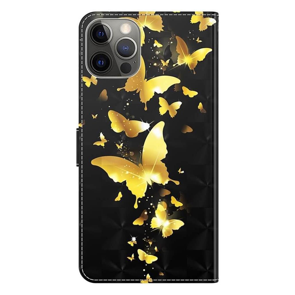 Cover-Discount iPhone 15 Plus - Etui Glitzer Effekt Schmetterling gold (Apple iPhone 15 Plus) (660155098B)