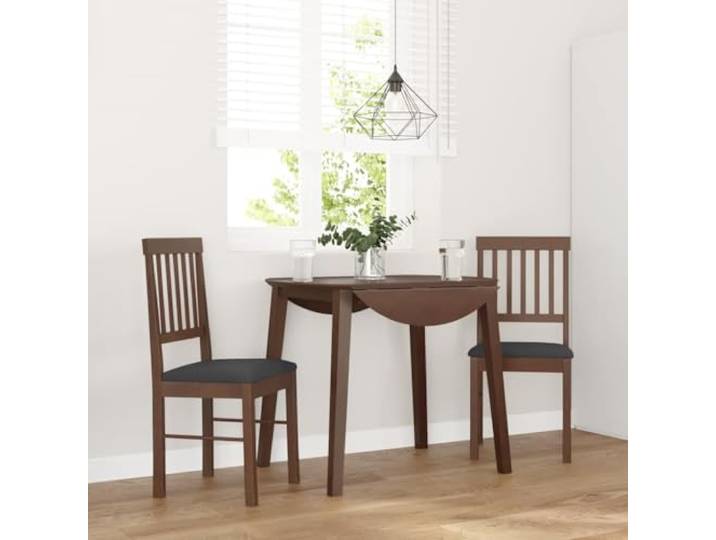 HGPOTUY Esszimmerstühle mit Kissen 2 STK. Braun Massivholz Gummibaum Ergonomisches Design, stoßfest, langlebig, für Esszimmer und Wohnzimmer