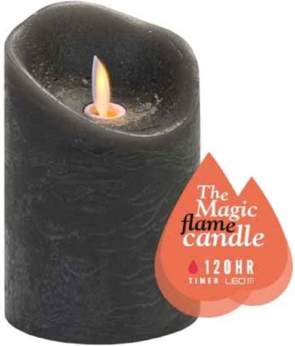 The Magic Flame LED Kaars met Timer, Donkergrijs, 120 uur brandtijd