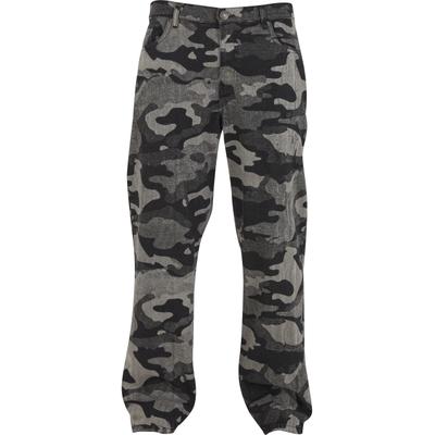 Cargojeans URBAN CLASSICS "Urban Classics Laser Camo Printed Jeans", Herren, Gr. 36, Normalgrößen, schwarzlasercamo, 100% Baumwolle, relaxed fit, Jeans
