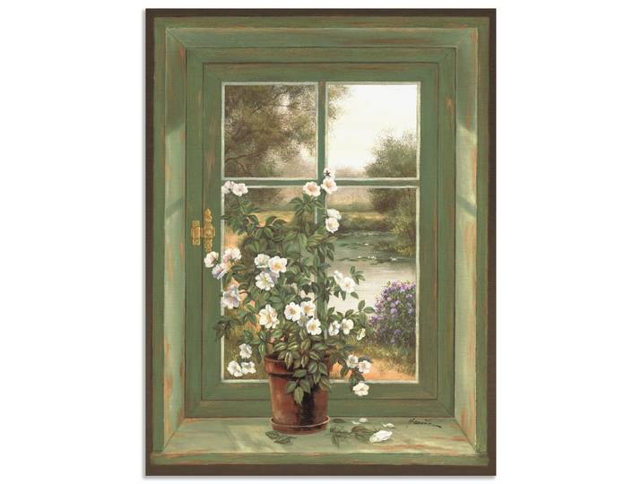 Wandbild ARTLAND Wildrosen am Fenster , grün (farbe bild(er): grün), B:60cm H:80cm, Bilder, Wandbild, als Alubild, Leinwandbild, Poster in verschied. Grössen