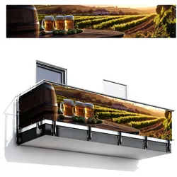 BALKON-SICHTSCHUTZ Bier - Hopfen - Landschaft Deko XXL 500x100 cm