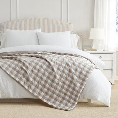 Martha Stewart Printed Cotton Reversible Throw Blanket