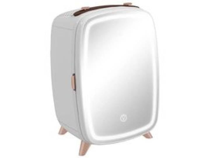 Mini Réfrigérateur 6L Cosmétique avec Miroir LED Frigo Portable Beauté Silencieux pour Soins Boissons Snacks Maison Bureau Blanc