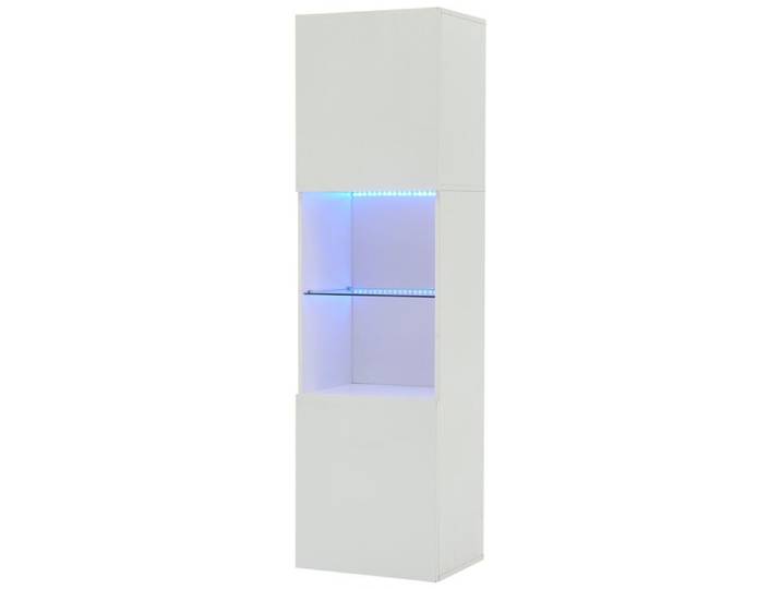 Vitrine Blanche Haute Brillance 45x35x160 cm Étagères en Verre Éclairage LED Meuble de Rangement