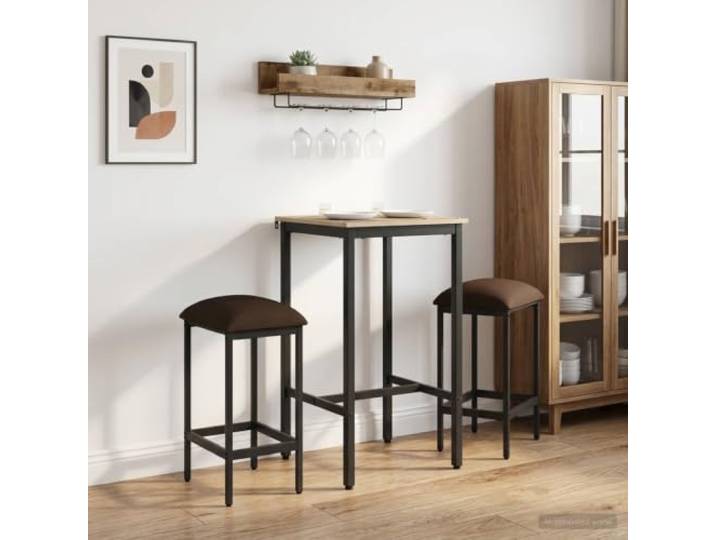 YUTAASU Barhocker 2er Set Taupe 40x32x64 cm Stoff Holzwerkstoff