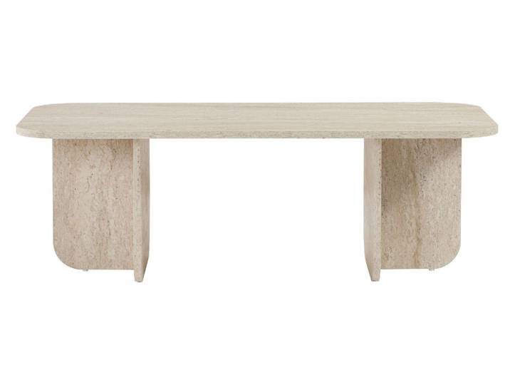 Holz-Couchtisch \ Akira\ 120 x 60 x 41 cm – Travertin