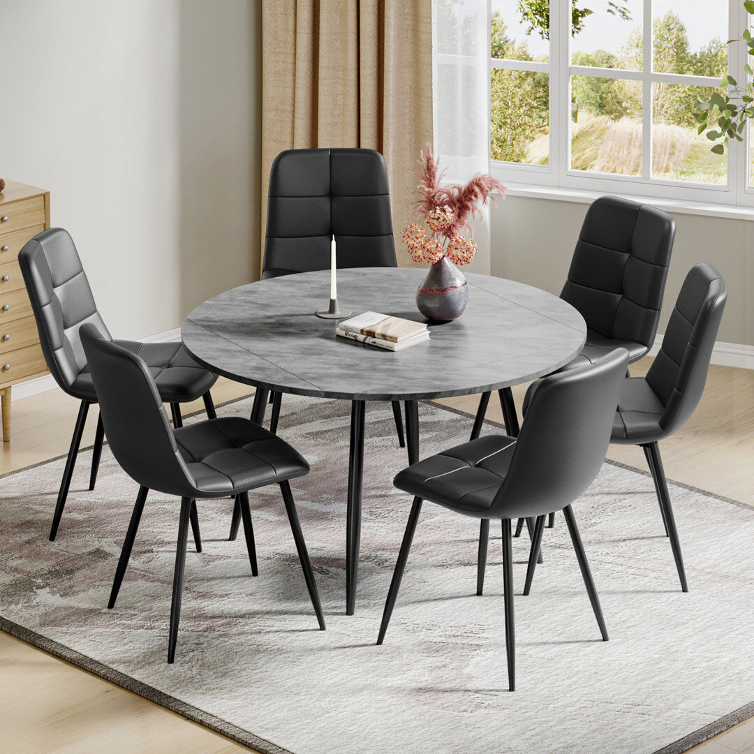 17 Stories 6 -Person Dining Set Black/Grey 6