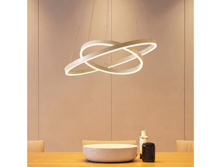 Suspension LED Albiona, beige, 2 anneaux, Ø 60 cm - Arcchio - Salon / séjour - Moderne - Métal - Multi-ampoules