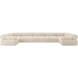 WOHNLANDSCHAFT modulares Sofa Birno-U3 - 475x190x70 cm Beige Cord