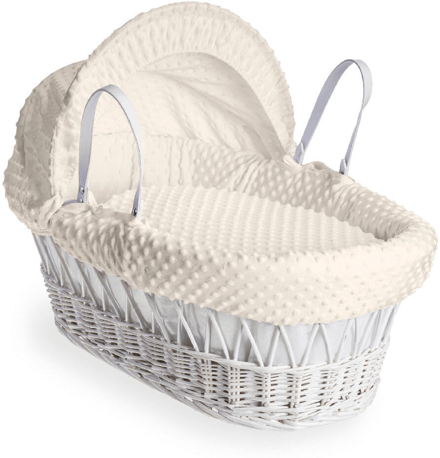 Clair De Lune Dimple Wicker Moses Basket Cream 26cm H X 29cm W X 66cm L
