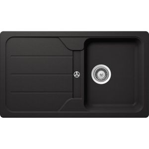 SCHOCK Spülbecken Formhaus D-100, Einzelbecken, nero, Auflagespüle aus Granit, mit Abtropffläche, 86 x 50 cm