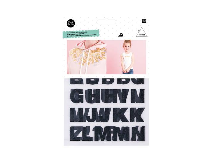 Rico Bügelmotiv Glitter Buchstaben A-Z, schwarz