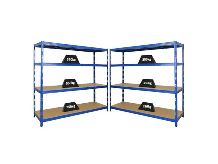 PROREGAL Mega Deal 2X Profi Schwerlastregal Goliath, HxBxT 180x200x60cm mit Fachlast 350kg, 4 Fachböden, Blau, Steckregal Garagenregal Lagerregal Werkstattregal Weitspannregal