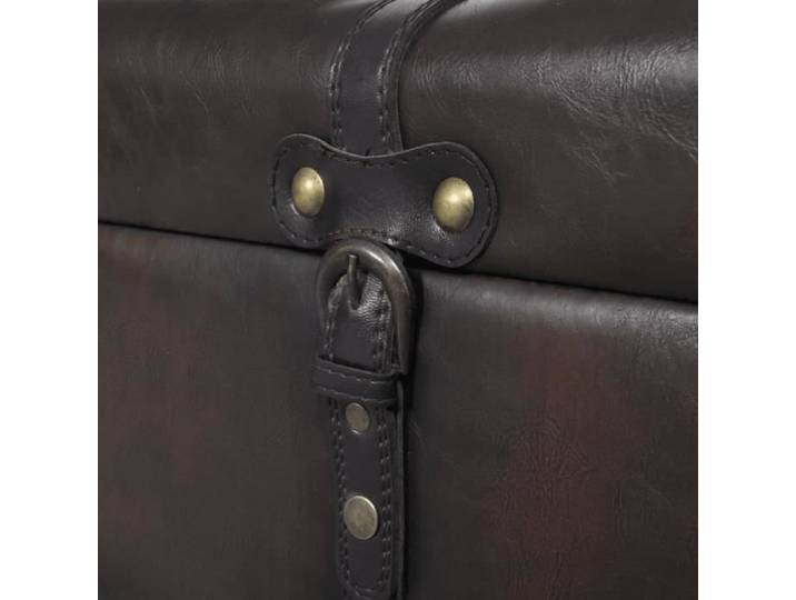 Ensemble de bancs de rangement - OMABETA - M01931 - Bois de pin massif - Simili cuir - Marron