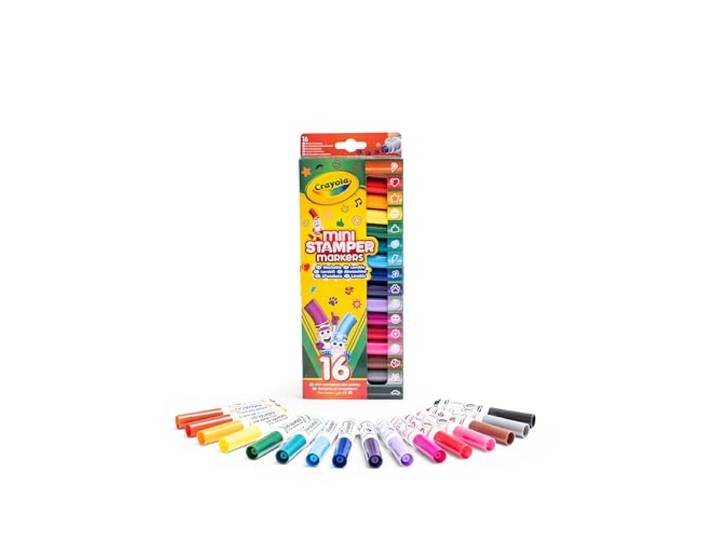 Crayola - 16 Pip Squeaks Afwasbare Viltstiften met Stempelpunt, Geassorteerde Kleuren, voor School en Vrije Tijd, vanaf 3 jaar, 58-8741