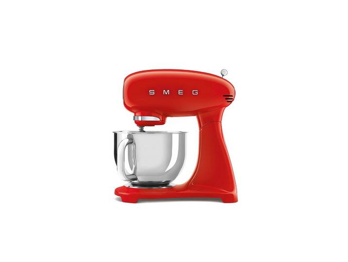 Smeg Küchenmaschine 50´S Style, Rot, Metall, 4,8 L, 40.2x37.8x22.1 cm, rutschfeste Stellfüße, Sicherheitsabschaltung bei gekipptem Motorkopf, Sicherheitsverschluss für Rührschüssel, Überlastungsschutz, Spritzschutz, Küchengeräte, Küchenmaschinen