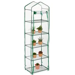 Relaxdays Balkon-Gewächshaus mit PVC-Folie Dunkelgrün,Transparent