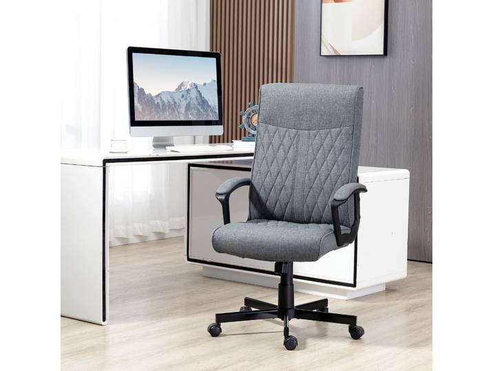 Vinsetto Chaise de Bureau Chaise d'Ordinateur, Réglable en Hauteur, Inclinable, Chaise de Bureau Ergonomique, Gris