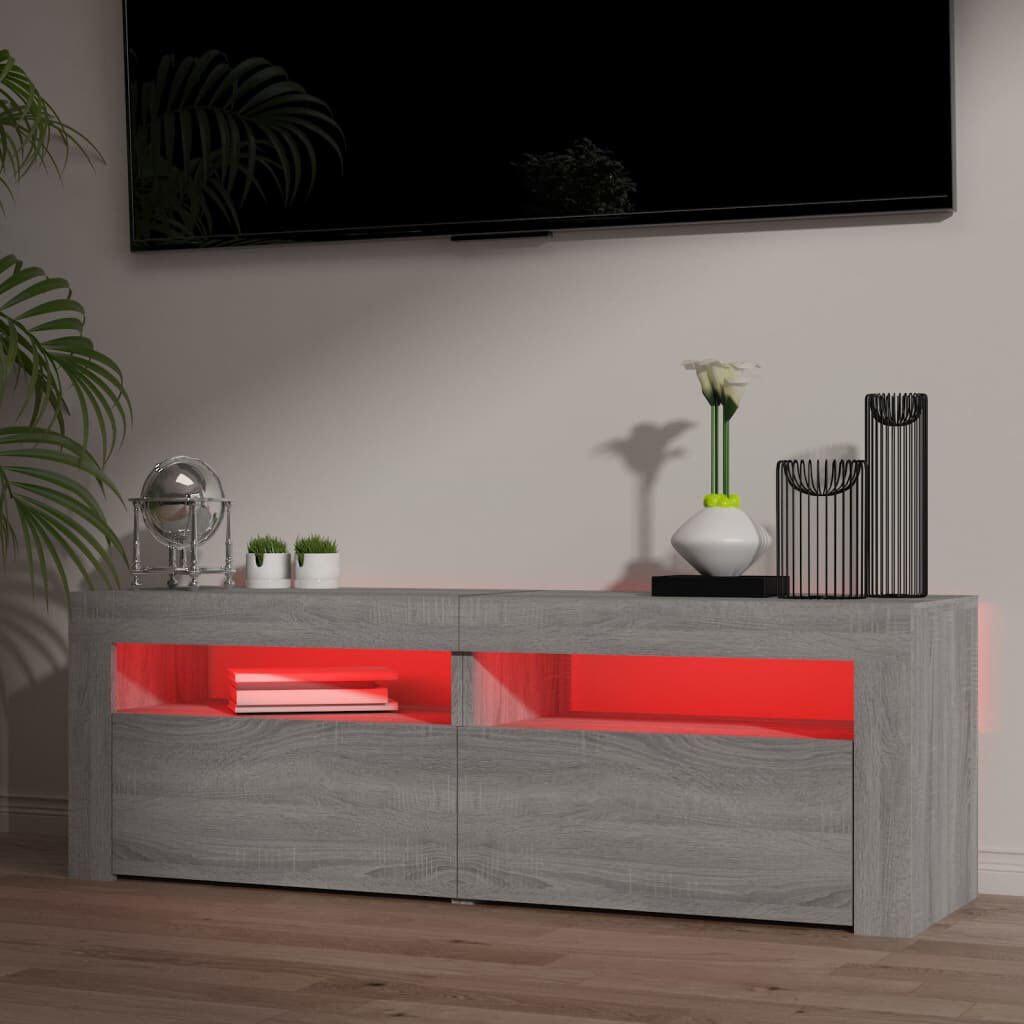 Ivy Bronx Letizia TV Cabinet with LED Lights 120x35x40 cm Grey Sonoma 55"