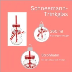 Novaliv, Tasse, 6x Tassen Glühwein 260 ml Personalisierte Weihnachtstasse mit Trinkhalm - Schneemann als Glü (260 ml, 6x)