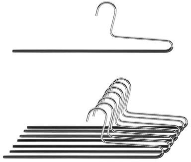 MAWA 8pc set European Clothing Steel Hangers, Single Pant Bar KH/1 Series, Black