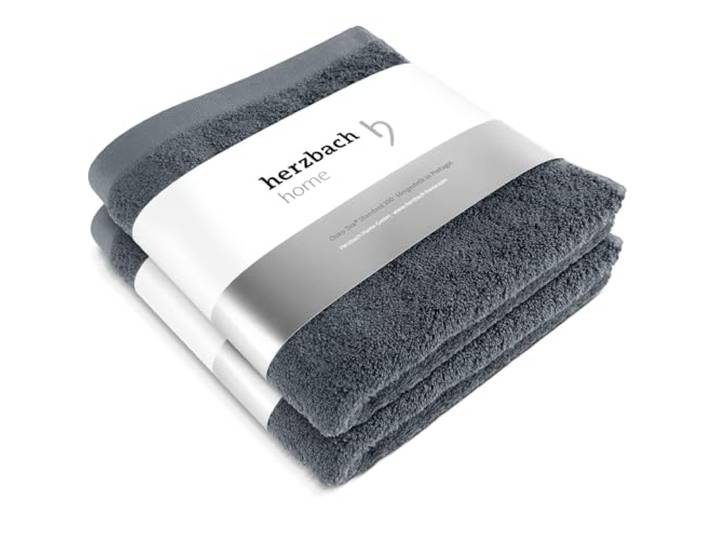 herzbach home Handtücher Pura 50x100 cm 2er Set 100% Baumwolle extra weich und saugstark, langlebig und pflegeleicht, mit Aufhänger, gehobene Gramatur 550 gsm, Hergestellt in Porugal