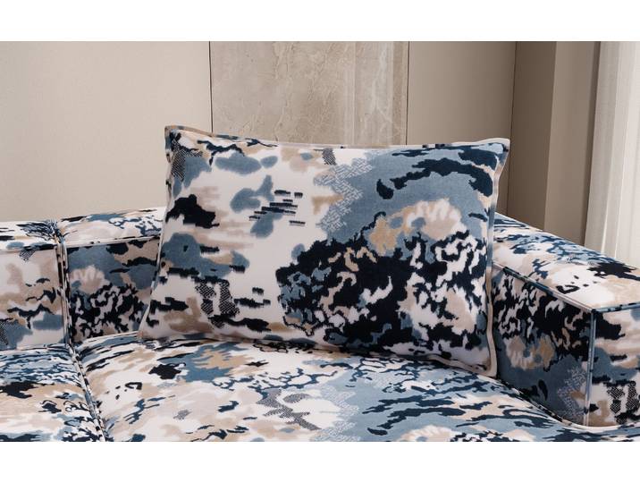 Zierkissen Lesley 45x80 - Jacquard mit Aquarell-Muster - Prussian Blau - Jacquard - Luxusbetten24