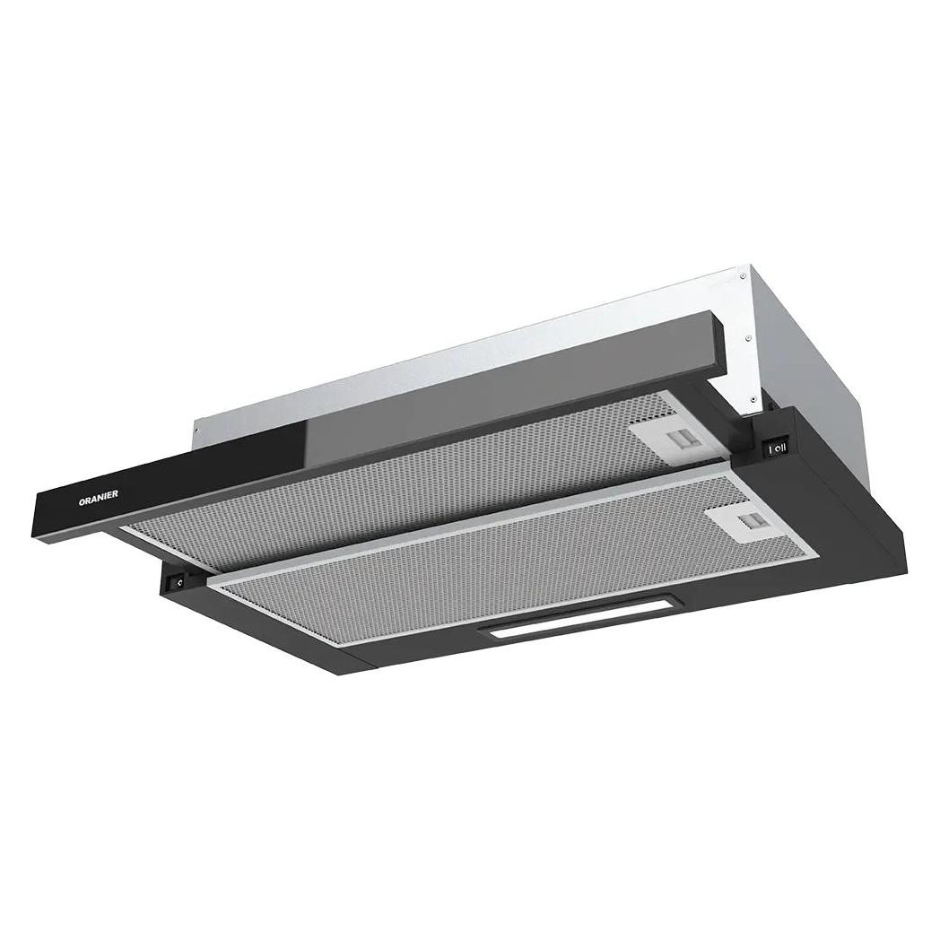 Oranier Einbau Dunstabzugshaube 60 cm - Abluft Abzugshaube mit ausziehbarer Glasblende - Dunstesse m (Flachschirmhaube) (FLA460)