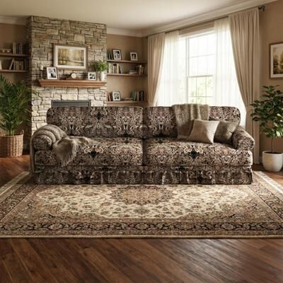 Homy Casa 3/4-Seater Chenille Cloud Sofa with Rolled Arms & Pleated Skirt, Extra Deep Seat, Multiple Colors