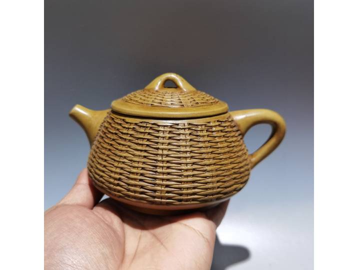 6 chinois Yixing violet argile théière bambou tissé en forme de bambou théière bouilloire théière Flagon Amass richesse maison de ville