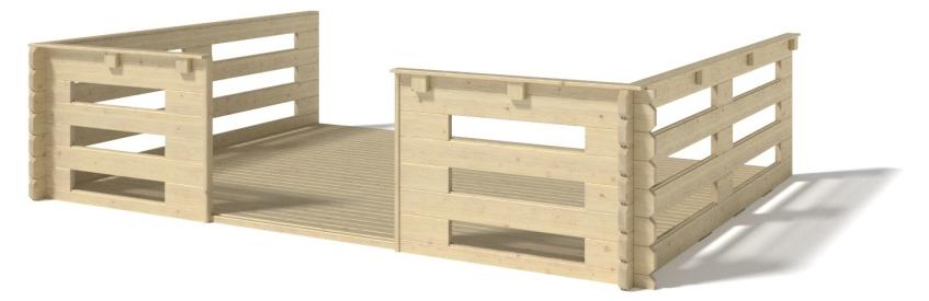 Veranda zum Gartenhaus 4x3m - Farbe Holz