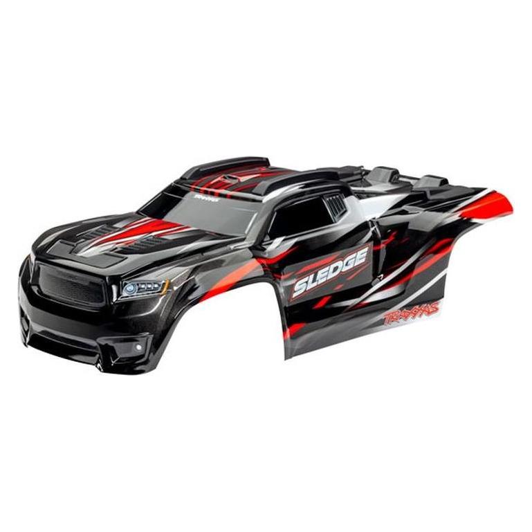 Traxxas karosserie sledge rot / mit aufkleberbogen & montierten clipless-haltern (TRX9511R)