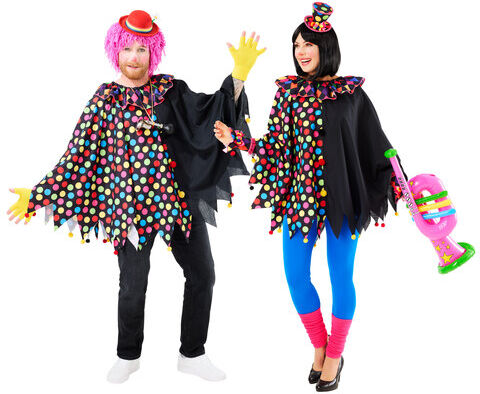 buttinette Poncho "Clown", schwarz/bunt